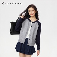 GIORDANO WOMEN Letter embroidery raglan sleeve cardigan 13355754