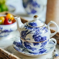 英國Aynsley 藍玫瑰系列 骨瓷獨享杯壺組