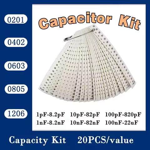 Capacitor kit 0201 0402 0603 0805 1206 smd Capacity package each value*20PCS Sample Kit Capacitor 47