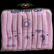 หมวกคลุมผมแบบใยสังเคราะห์ หมวกตัวหนอน สีชมพู (50ชิ้น/แพ็ค) ยาว 21cm Head Cover/Bouffant Cap