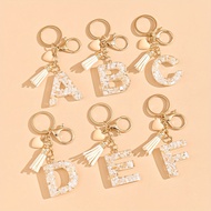1PCS  white Aesthetic Love Sequins  A-Z 26 Alphabet  English Letter Resin Keychain for Bag