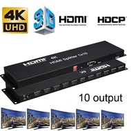 ตัวแยก HDMI 4K 1x10 1080P ตัวแปลงวิดีโอ 3 มิติ 1 ใน 10 ออกจอแยกหลายจอสำหรับ PS3 PS4 คอมพิวเตอร์แล็ปท