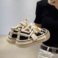9WSY Casual Sports Ladies Super Hot Black Low-Top Ugly Cute Big Toe Round Toe Mango Toe Sneakers Thi