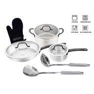 iGOZO Elite 304 Stainless Steel Cookware Set (Free Stainless Steel Spatula, Soup Ladle, Kitchen Glove)