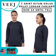 T-SHIRT BLACK PLAIN ROUND NECK LONG SLEEVE BULAT LENGAN PANJANG HITAM T-SHIRT HITAM T-SHIRT PLAIN BLACK T-SHIRT KOSONG 100% BERKUALITI PREMIUM KAIN COTTON