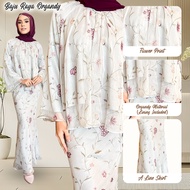 Organdy Kebaya Labuh Batik PLEATED dress Modern raya 2025 Baju Kurung Plus Size Pleated Flower Print