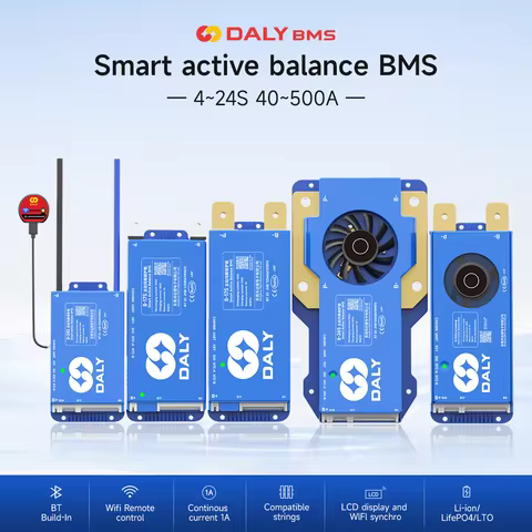Daly Smart BMS 4S-24S 40A 100A 150A 500A with WIFI built in bt 1A Active Balance 8S 12S 16S 17S for 