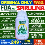 Original Spirulina Food Supplement with Probiotics 100 capsules for Diabetes/Highblood/Almoranas FDA