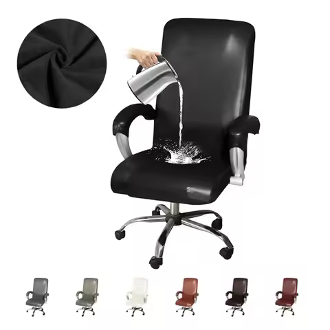 Waterproof Office Chair Cover Pu Leather Study Computer Desk Chair Covers for Boss Rotating Chair Se