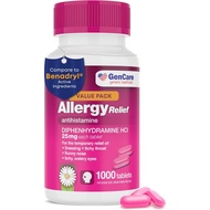 GenCare - Antihistamine Diphenhydramine HCl 25mg (1000 Tablets Per Bottle) EXP:07/2027