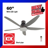 KDK K15UW (150cm/ 60″) Nikko Remote Control Ceiling Fan with LED Lighting (Elegant Grey)