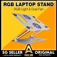 GXM RGB Laptop Stand Dual Fans Height Adjustable Foldable Compatible with Up to 17.3inches Devices Heat Dissipation