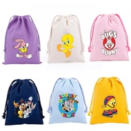 Bugs Bunny series Tweety bird Cartoon canvas drawstring bag cotton party gift storage bag