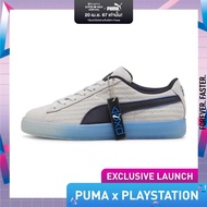PUMA KIDS - รองเท้าผ้าใบหนังกลับเด็กโต PUMA x PLAYSTATION สีเทา - FTW - 39665501