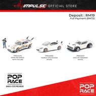 [PO] PopRace 1/64 Diecast KPGC110 Kenmeri White / Honda DC5 Mugen White / RWB 930 Apple with Figure