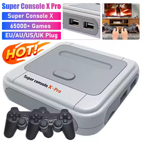 Super Console X Pro Game Console Support HD/AV LAN/WiFi Dual Wireless Controllers Retro Video Game C