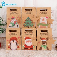 Xmas Party Kraft Paper Gift Boxes Christmas Candy Food Packaging Box with Tag Home Decor Party Favor New Year