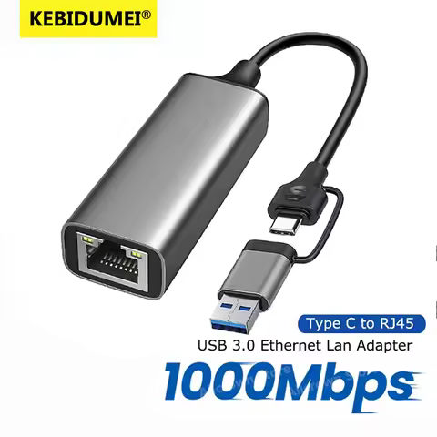 USB Type C Ethernet Adapter USB 3.0 1000Mbps Network Card to RJ45 Lan Wired Adapter Converter Lan Ne