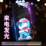เคสโทรศัพท์ดีไซน์น่ารัก Doraemon ที่แจ้งการโทรพร้อมไฟ LED สำหรับ Samsung S23 Ultra S24 Note20 Ultra 