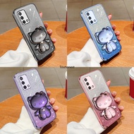 Casing For Oppo A74 Case Oppo A54 Case Oppo A93 Case Oppo A95 Case Oppo F19 Pro Case Oppo F19S Case Oppo Reno5 Lite Case Oppo Reno 5F Reno 5K Case Oppo A92S A93S Case Cute Hello Kitty Vanity Mirror Holder Stand Shiny Phone Case Cover Cassing Cases VY