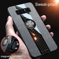 Fashion Woven Cloth Casing Samsung Galaxy Note 8 Soft TPU Cover Note8 Magnetic Car Finger Ring Holder Back Case