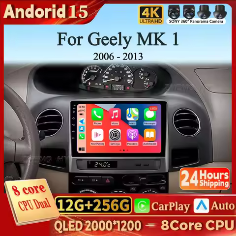 For Geely MK 1 2006 - 2013 Android 15 Carplay Auto 2K Screen Car Radio Multimedia Player WIFI+4G Aut
