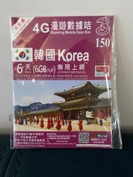 3韓國 Koera Data SIM 6天6GBFUP 無限上網外遊數據卡