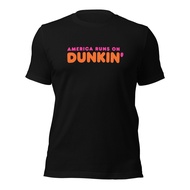 2026 Hot selling men's T-shirts  DUNKIN' DONUTS T shirt America Runs on Dunkin Coffee Super Bowl T-s