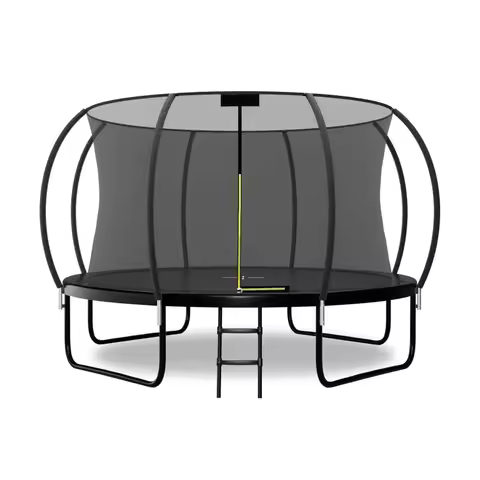 Outdoor 8FT 10FT 12FT 14FT Trampoline, ASTM Approved Big Trampolines with Enclosure Net and Ladder, 