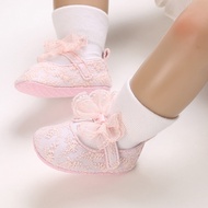 รองเท้าทารกแรกเกิดรองเท้าแฟชั่นผูกโบว์รองเท้าเจ้าหญิงสำหรับเด็กรองเท้าผ้าใบรองเท้าเด็กทารกปักลาย