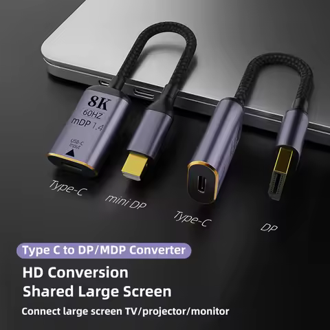 USB C to DP/Mini DP Adapter HD 8K@60Hz HDMI-compatible2.1 to Type C Converter Male to Female Cable f