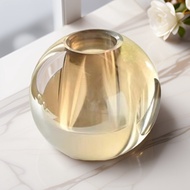 UNUSUAL DECO European Light Luxury Round Transparent Glass Flower Ware Bedside Table Model Room Flow