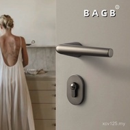 Gray Bedroom Room Solid Wood Black Gold Door Lock Modern Simple Nordic Style Door Lock Magnetic Indo