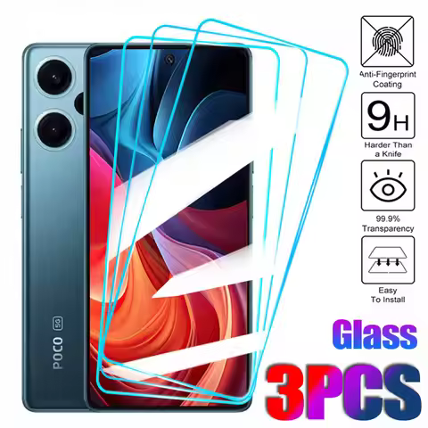 3Pcs Tempered Glass For Xiaomi Poco C3 C31 C40 C50 C55 C61 C51 C65 Full Cover Screen Protector Film 