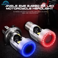 OPENMALL H4 BA20D Motorcycle Angel Eye LED Headlight H6 Scooter Motorbike Light Bulb DRL 12V-80V E9R