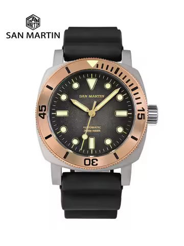 San Martin 42mm Retro Titanium Diver Watch NH35 Automatic Men Mechanical Watches Bronze Bezel Sapphi