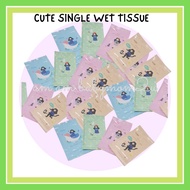 Cute 1pcs Single Packing Wet Wipes Borong Freegift Doorgift RANDOM Design Wet Tissue Tisu Basah Sehelai
