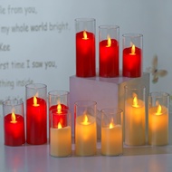 Electronic Candles led Candle Lights Fake Candles Smokeless Candles Long Candles Simulation Candles Electronic Candle Lights led Swing Simulation Glass Cup Electronic Candle Lights Red New