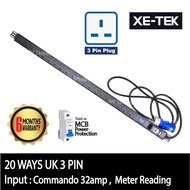 PDU Power Distribution Unit 20 ways UK 3 pin (32amp, meter reading)