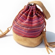 手工編織收納包/條紋錦囊袋/化妝包/手機包/手拿包/手提袋-馬卡龍