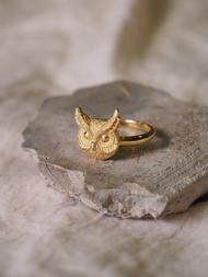 Merry 大角鴞戒指，純銀，銀戒指，金戒指，貓頭鷹戒指。