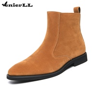 Chelsea Boots Men Classic Elastic Dress Boots Casual Men's Suede Chelsea Ankle Boots with Zipper