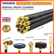 ''HOROBIN''  25 PIECE  x 4feet DRAIN CLEANING ROD WITH 5 ACCESSORIES
