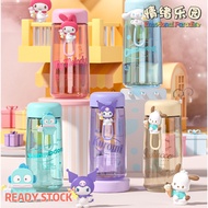 Sanrio 350ml Kawaii Kuromi Melody Cartoon Tritan Straw Cup  Water Bottle Transparent Drinkware Cup Food Grade Water Cup