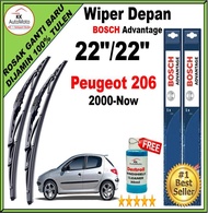 Peugeot 206 (2000-now) - 22"/22" - Bosch Advantage Wiper Set BA2222