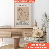 Tranh treo tường Pablo Picasso Exhibition Poster Animal Wall Decor tặng kèm đinh treo nhận in theo y