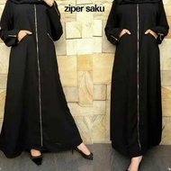 outer long cardigan Abaya Ziper saku Abaya polos