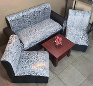 sala set grey velvet light  with center table