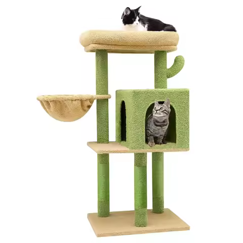 Wooden cat climbing frame, wooden cat nest for big cats, cat tree, integrated cactus cat tree, cat v