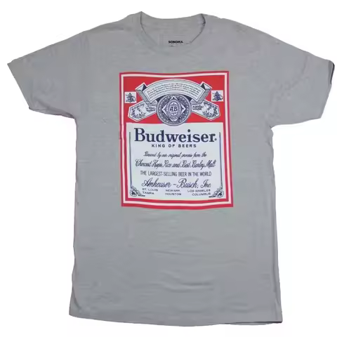 Budweiser Mens T Shirt Classic Red White Blue Label Image